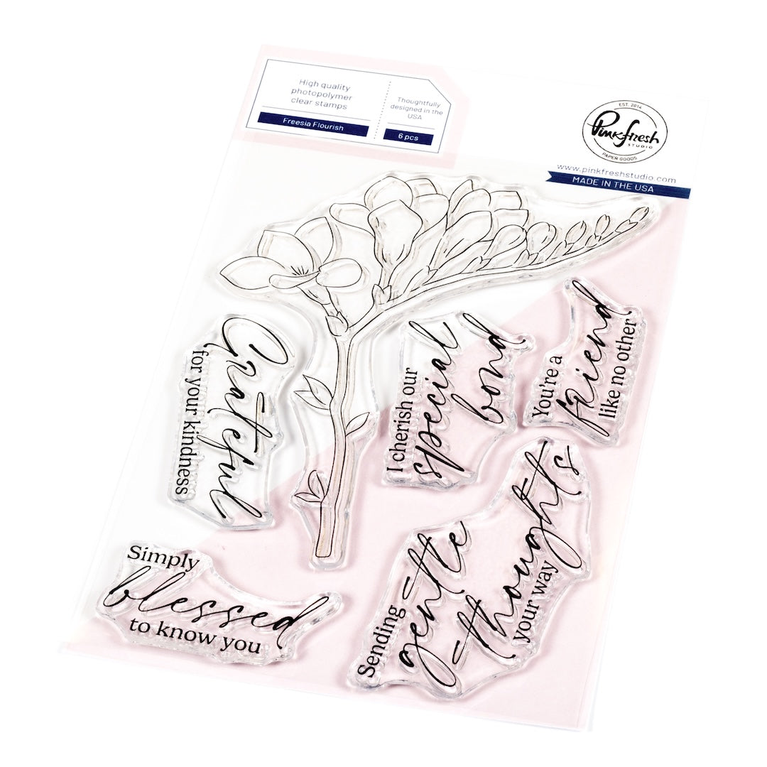 Pinkfresh Studio Freesia Flourish Clear Stamps 300025