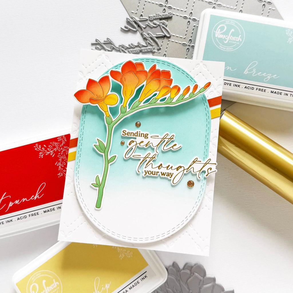 Pinkfresh Studio Freesia Flourish Dies 300125 Sending Gentle Thoughts Card