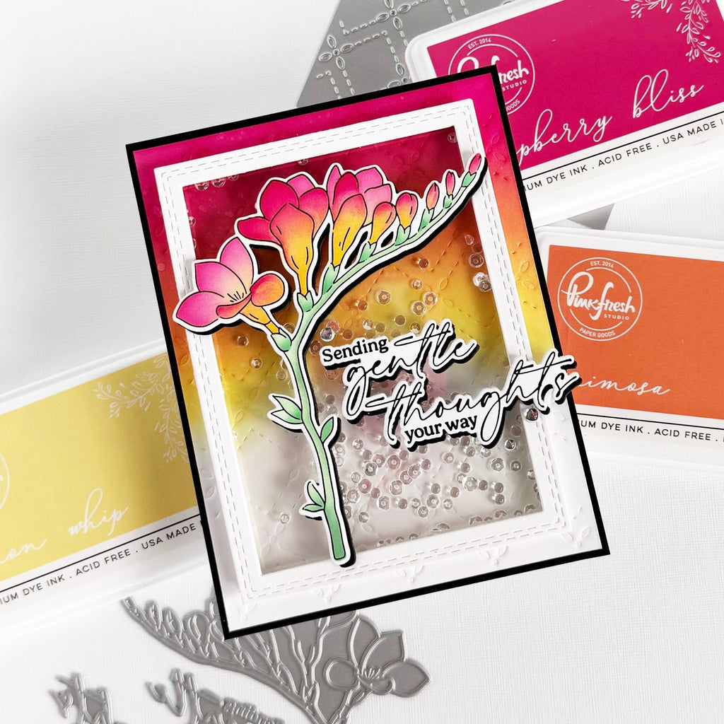 Pinkfresh Studio Freesia Flourish Press Plates 300325 Encouragement Card