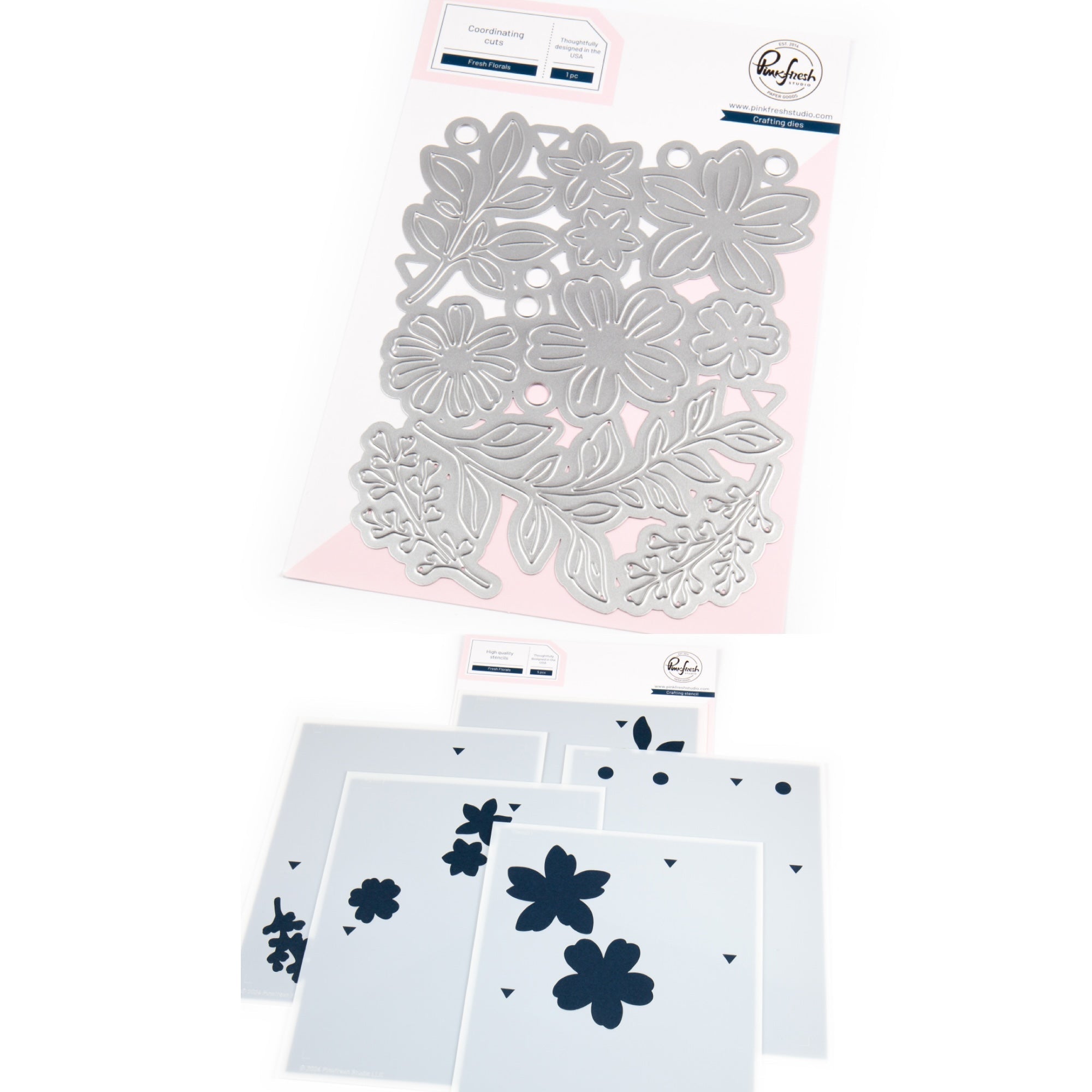Pinkfresh Studio Fresh Florals Die And Stencils Bundle