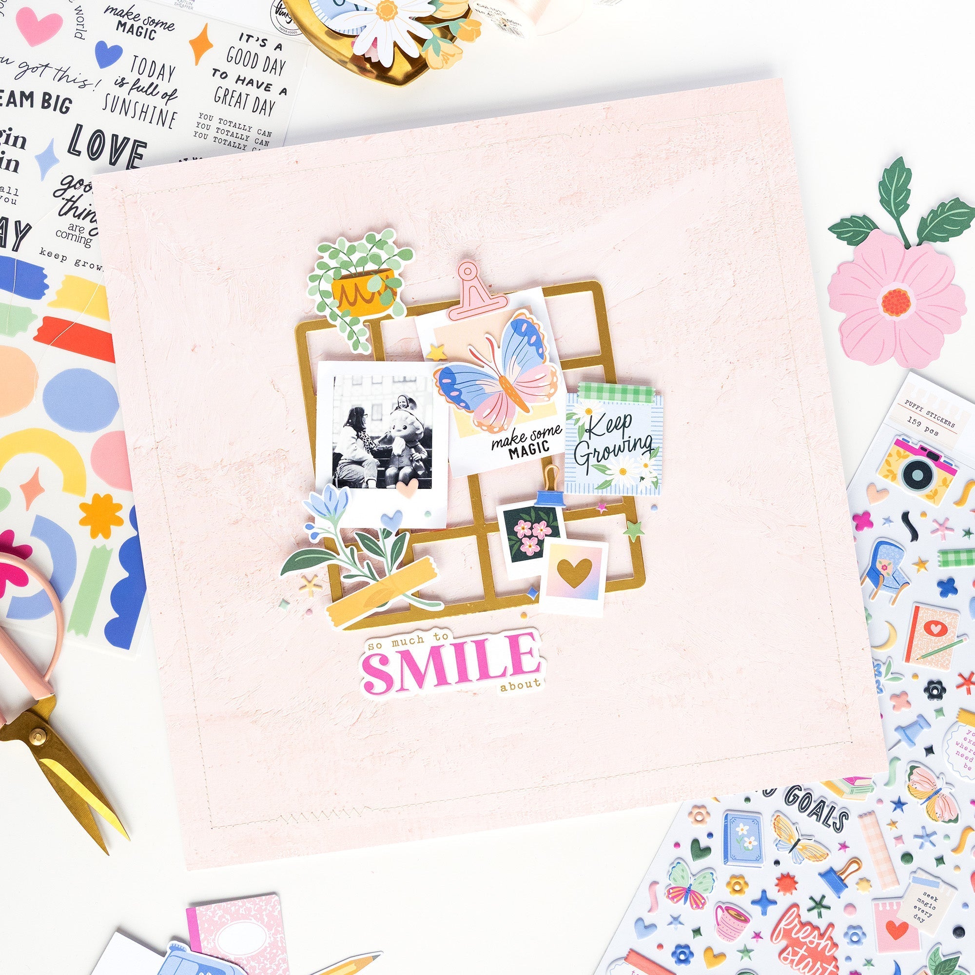 Pinkfresh Studio Fresh Start Ephemera 320026 So Much To Smile About Layout