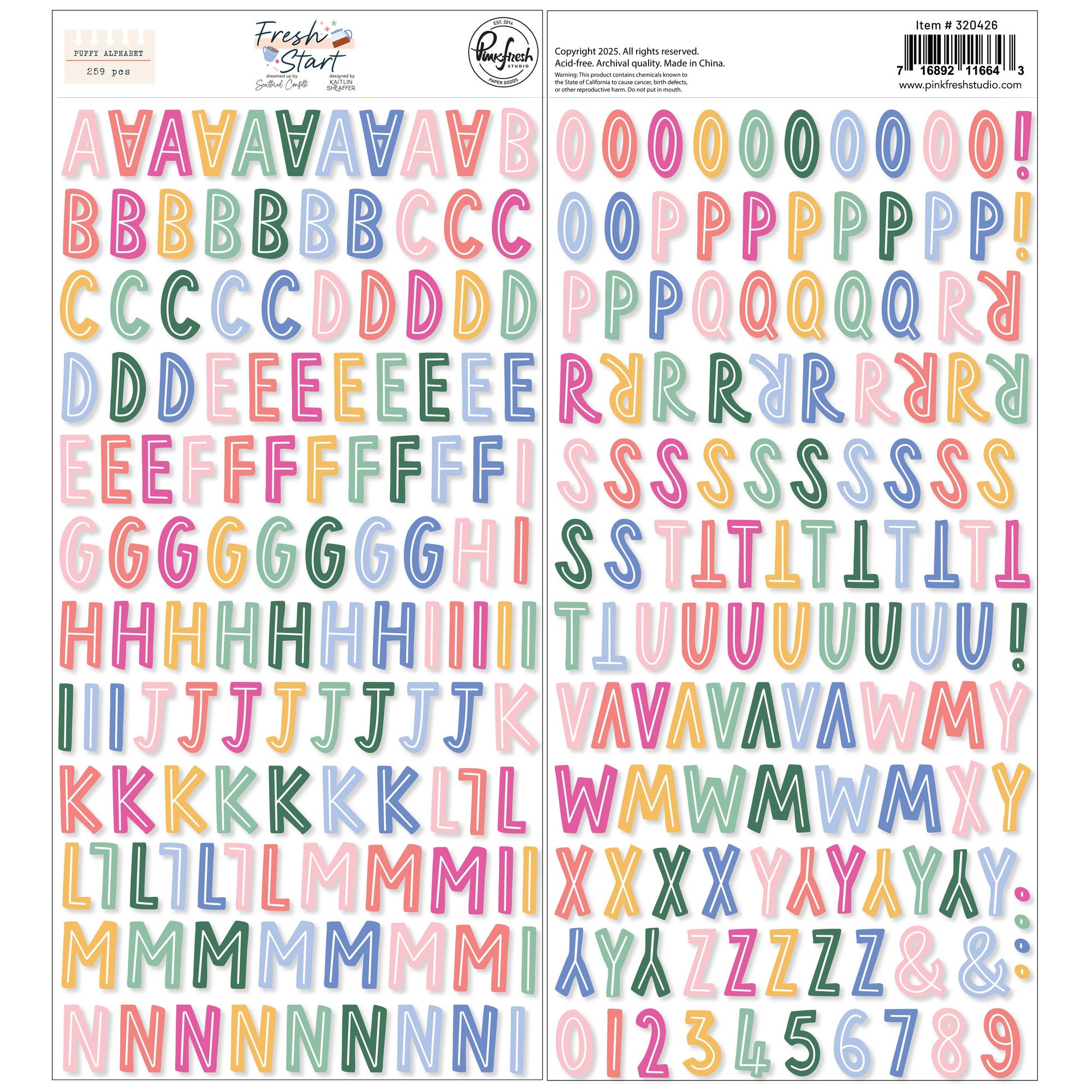 Pinkfresh Studio Fresh Start Puffy Alpha Stickers 320426