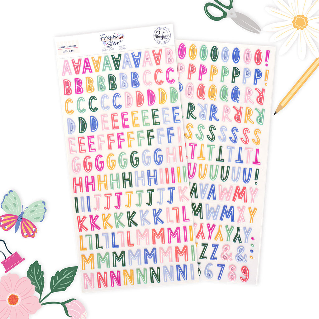Pinkfresh Studio Fresh Start Puffy Alpha Stickers 320426 Product Image