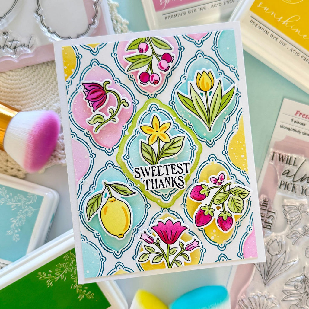 Pinkfresh Studio Freshly Picked Clear Stamps 311225 Floral Thanks Card