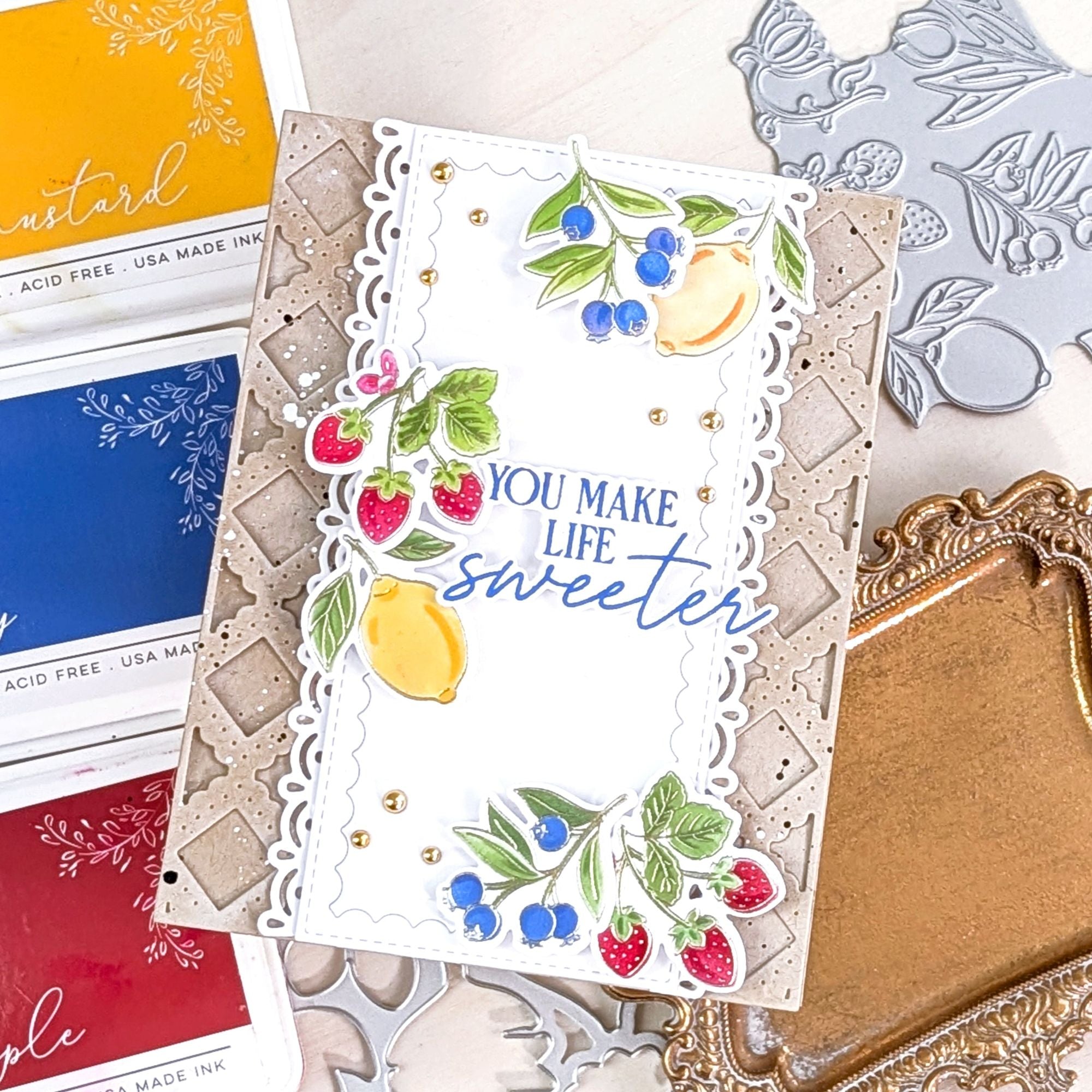 Pinkfresh Studio Freshly Picked Press Plates 311525 You Make Life Sweeter Card