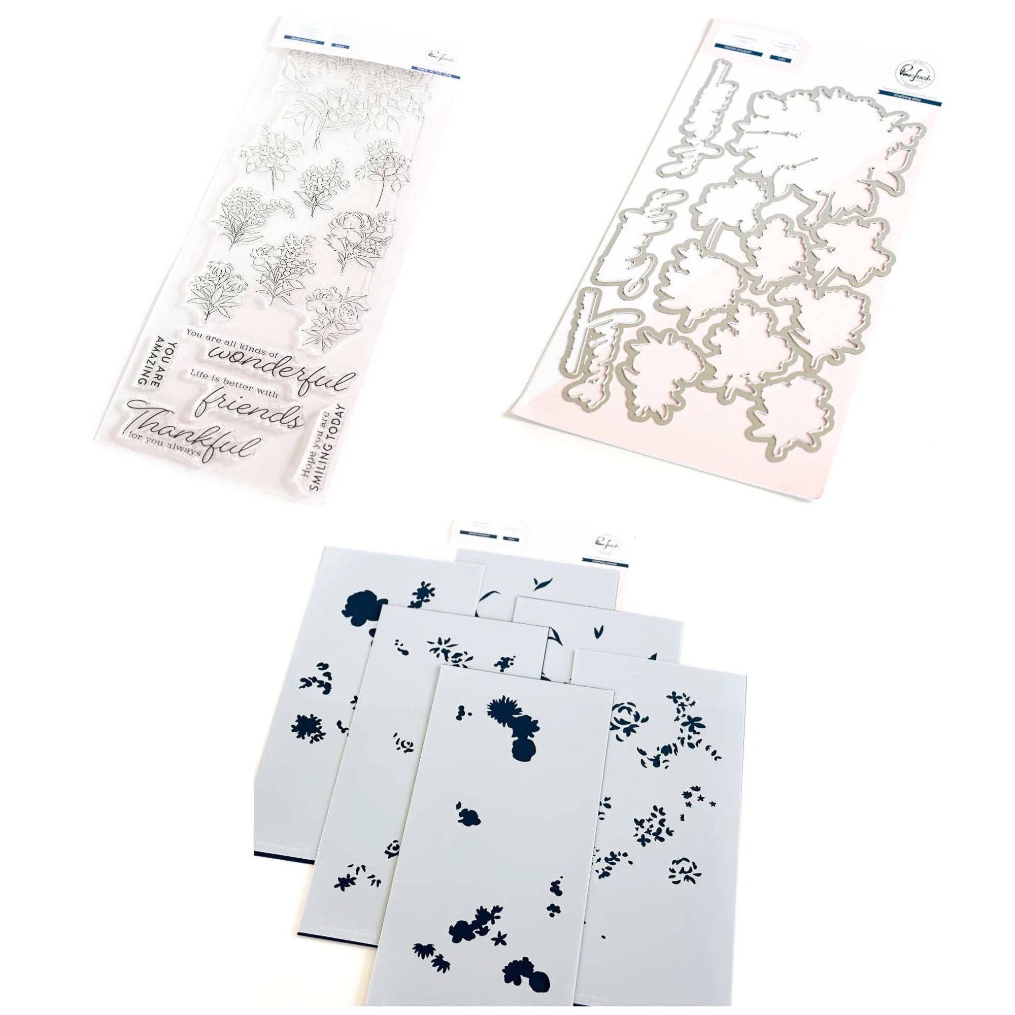 Pinkfresh Studio Garden Bouquet Stamps Dies And Stencils Bundle