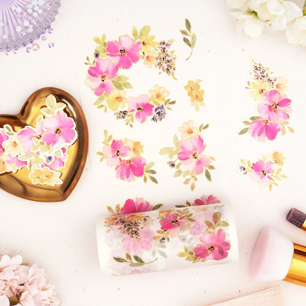 Pinkfresh Studio Garden Grace Clear Stamps Dies Stencils And Washi Tape Bundle 323326 washi roll