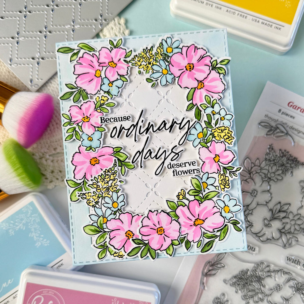 Pinkfresh Studio Garden Grace Clear Stamps Dies Stencils And Washi Tape Bundle Because Ordinary Days Deserve Flowers Card