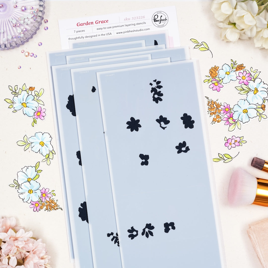 Pinkfresh Studio Garden Grace Stencils 323226