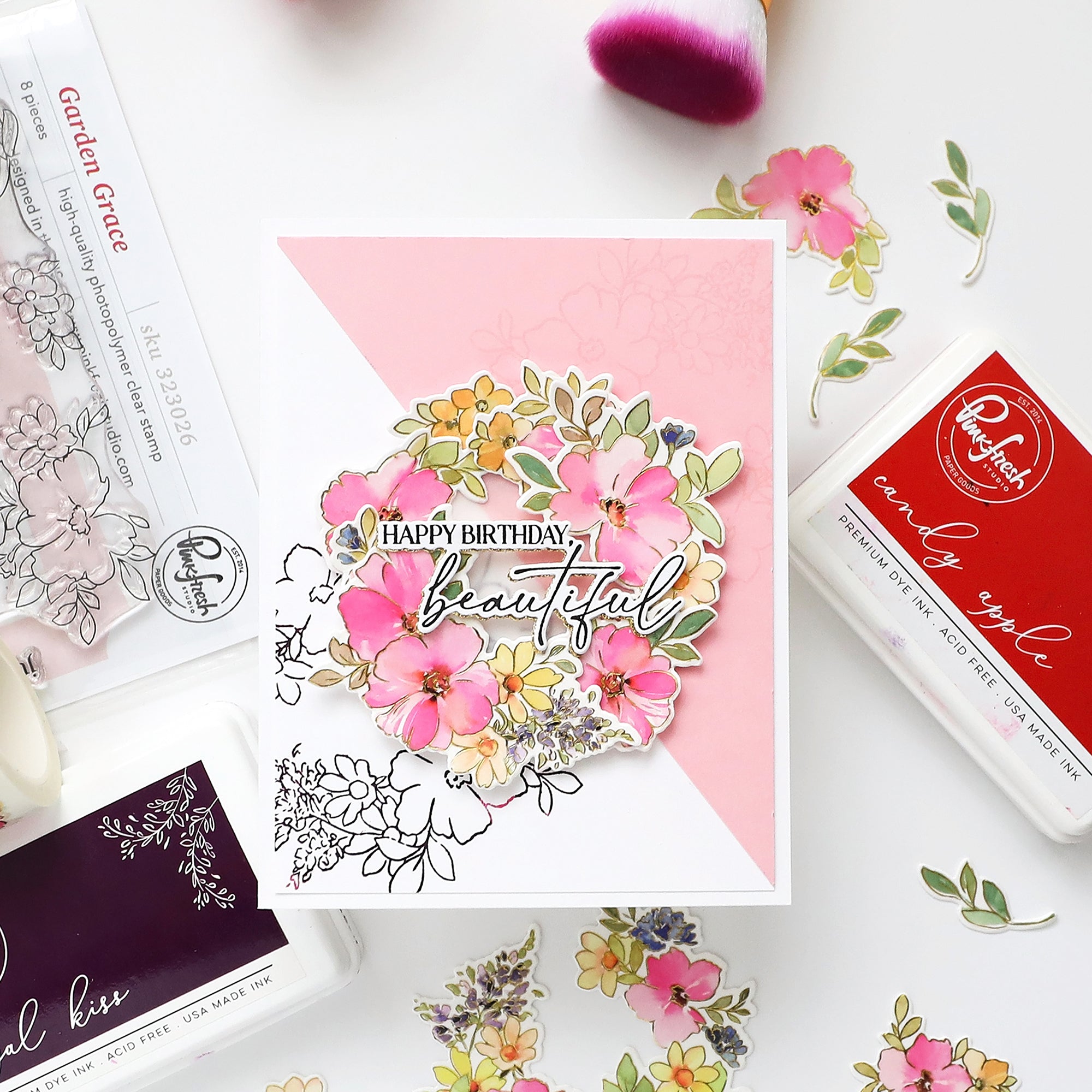 Pinkfresh Studio Garden Grace Washi Tape 323326 Happy Birthday Beautiful Card