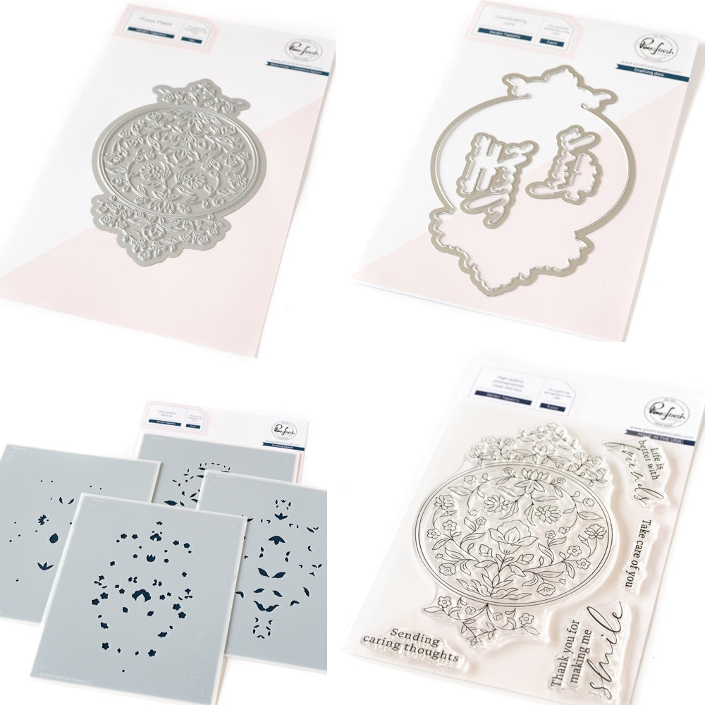 Pinkfresh Studio Garden Tapestry Stamps Dies Stencils And Press Plate Bundle