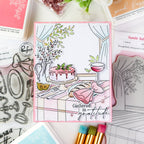 Pinkfresh Studio Gathered In Gratitude Dies 341926 Cake And Wine Card