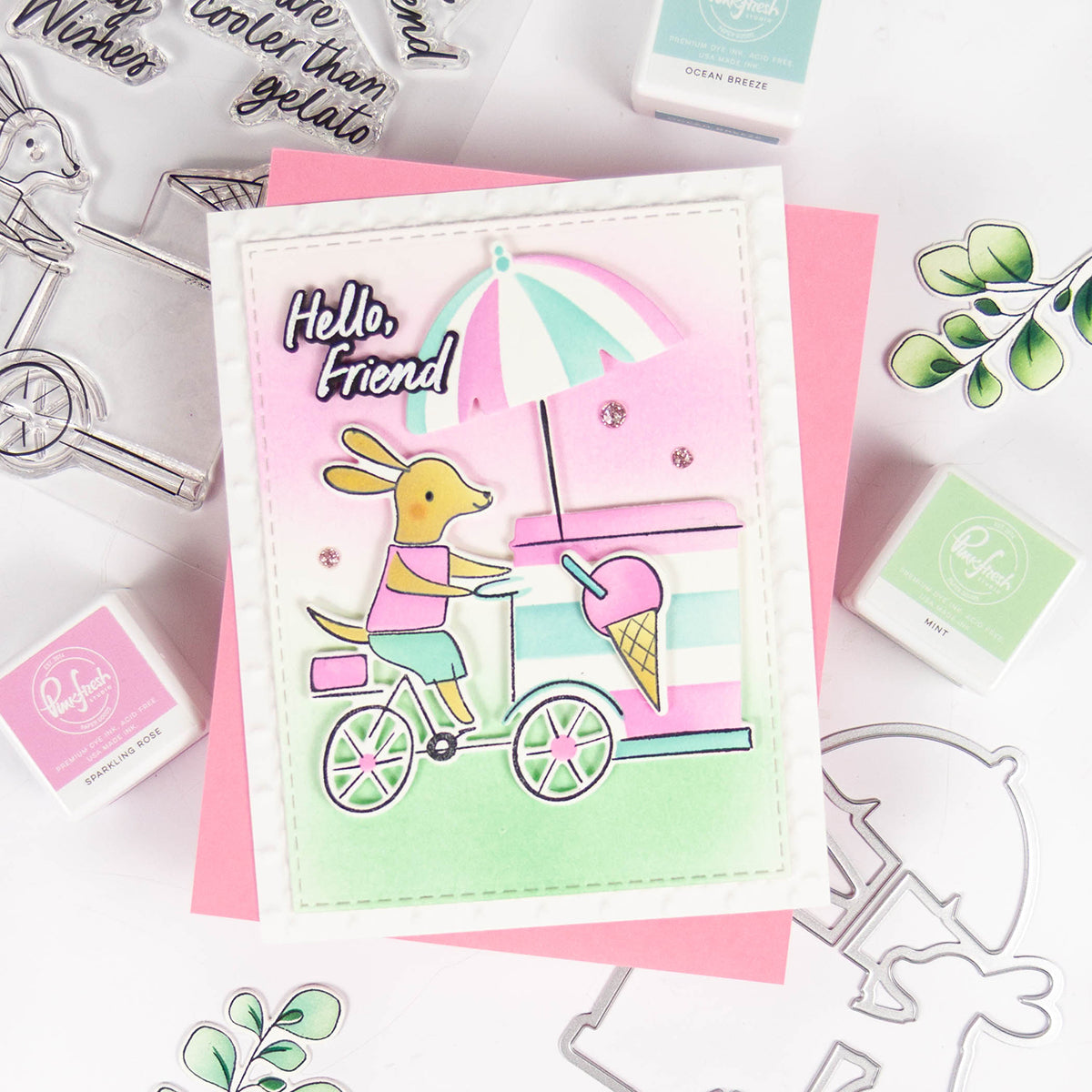 Pinkfresh Studio Gelato On The Go Clear Stamps 279125 Hello Friend Card