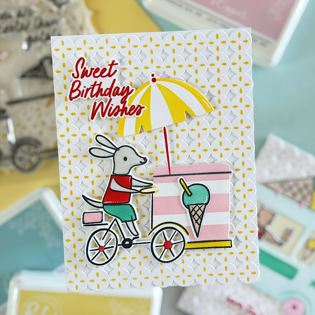 Pinkfresh Studio Gelato On The Go Stencils 279325 Sweet Birthday Wishes Card