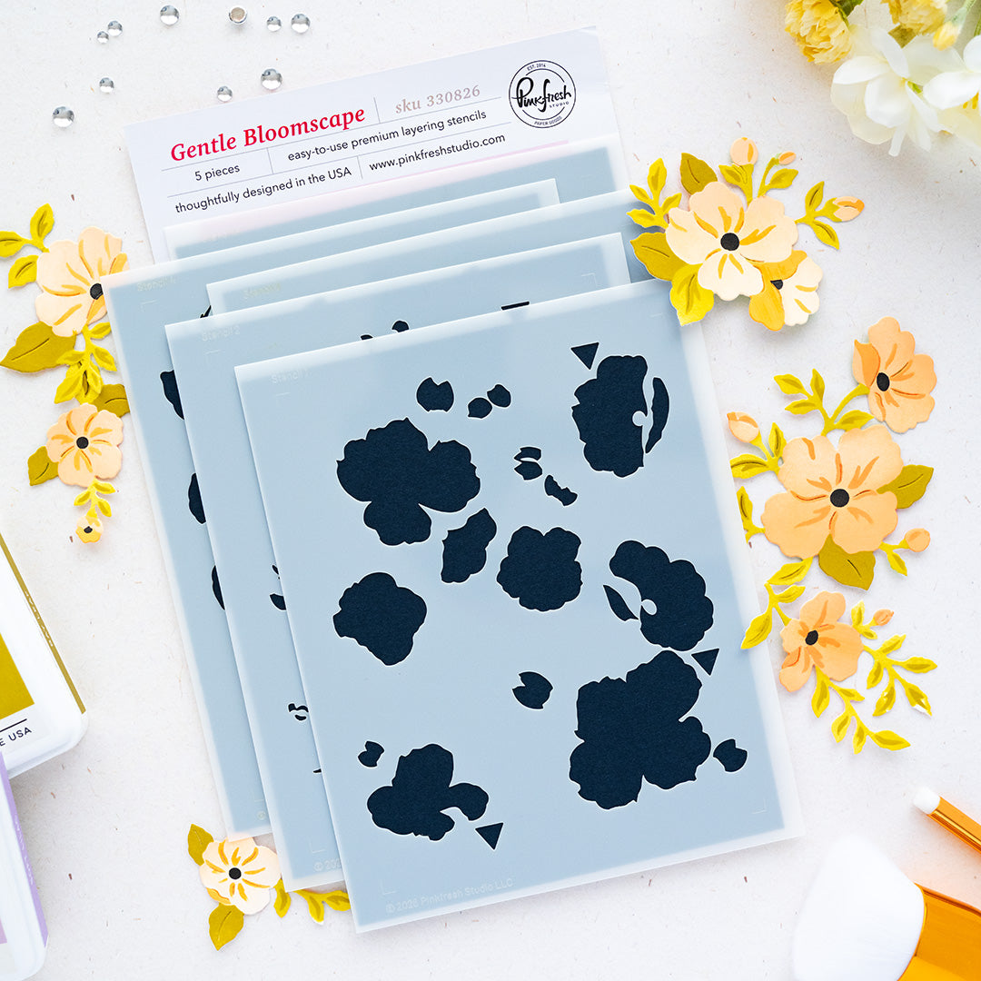 Pinkfresh Studio Gentle Bloomscape Stencils 330826