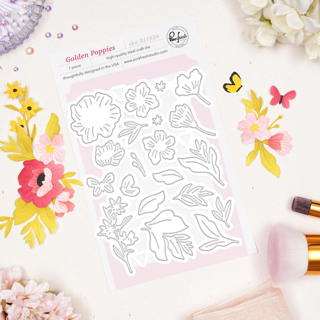 Pinkfresh Studio Golden Poppies Die 321626