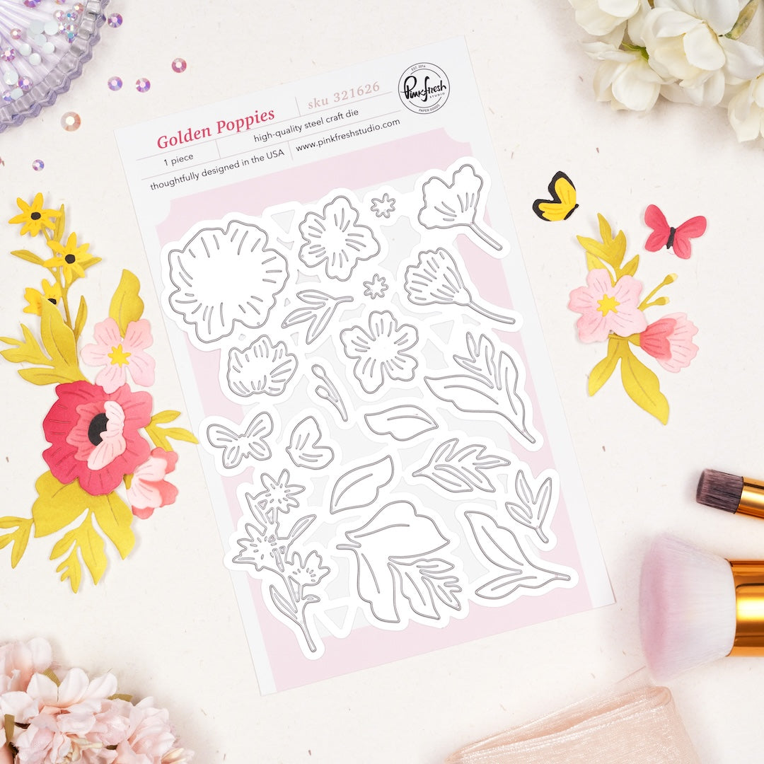 Pinkfresh Studio Golden Poppies Die 321626