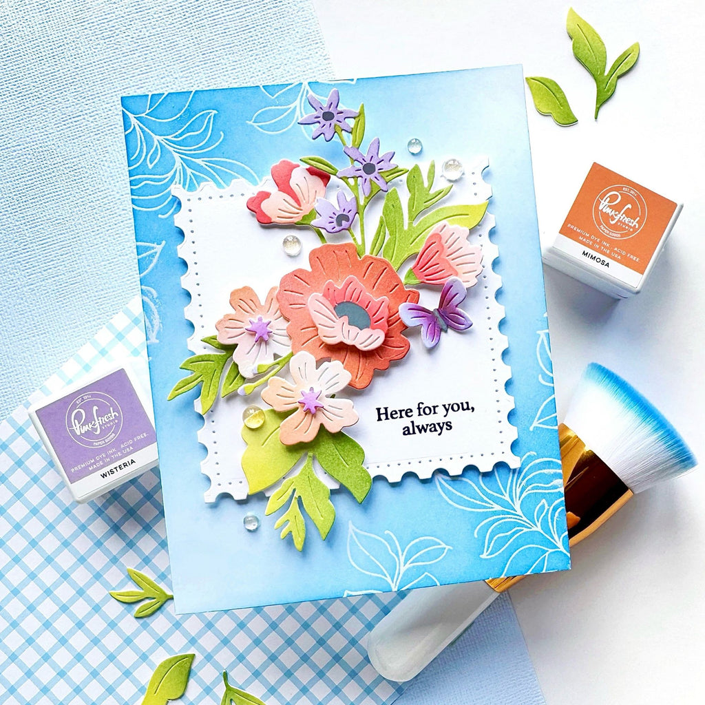 Pinkfresh Studio Golden Poppies Stencils 321726 Here For You Always Card