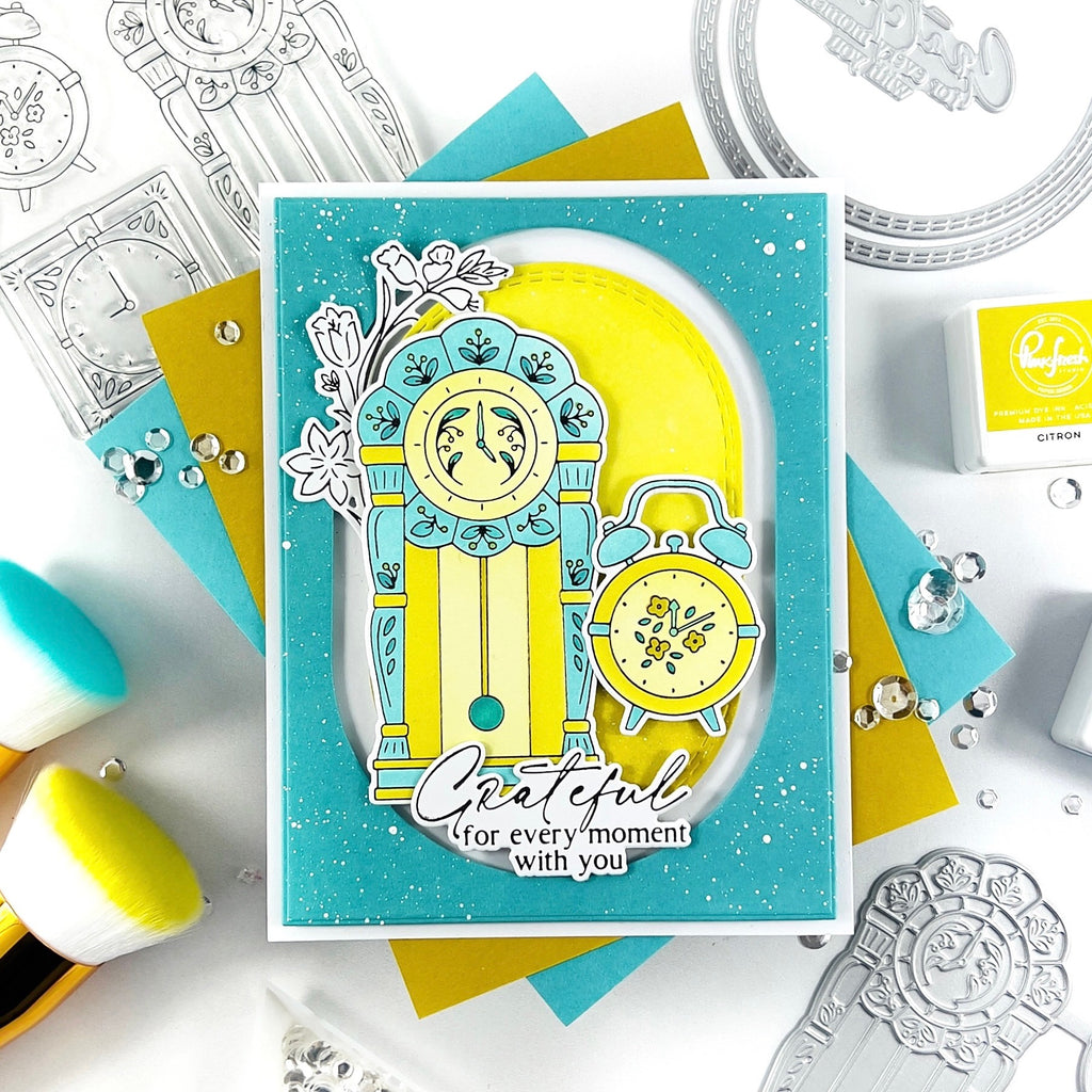 Pinkfresh Studio Good Times Stamps Dies Stencils And Press Plates Bundle Gratitude Card