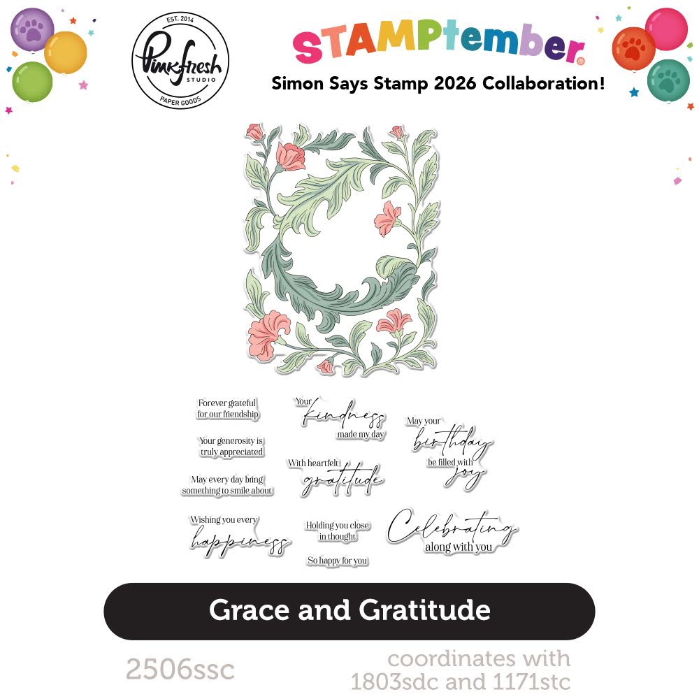 Pinkfresh Studio Grace and Gratitude STAMPtember Exclusive Stamps 2506ssc