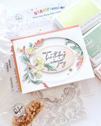 Pinkfresh Studio Grace and Gratitude STAMPtember Exclusive Stamps Dies and Stencils Lush Floral Card Cheryl Espie