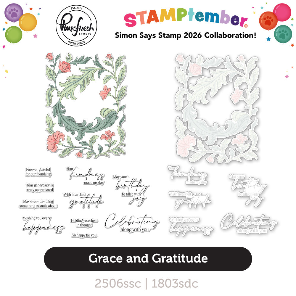 Pinkfresh Studio Grace and Gratitude STAMPtember Exclusive Stamps and Dies