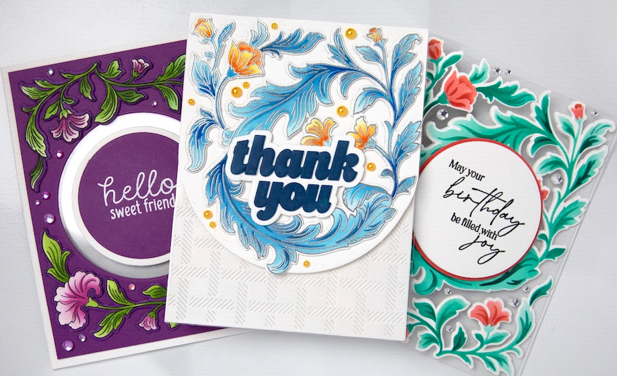 Pinkfresh Studio Grace and Gratitude STAMPtember Exclusive Stamps and Dies Lush Floral Cards Jennifer McGuire | color-code:ALT04
