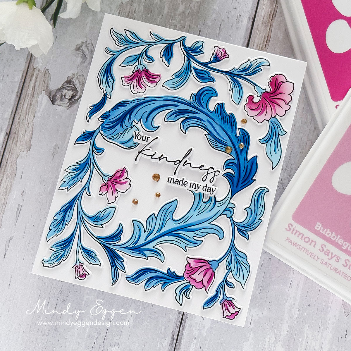 Pinkfresh Studio Grace and Gratitude STAMPtember Exclusive Stamps and Dies Lush Floral Card Mindy Eggen | color-code:ALT02