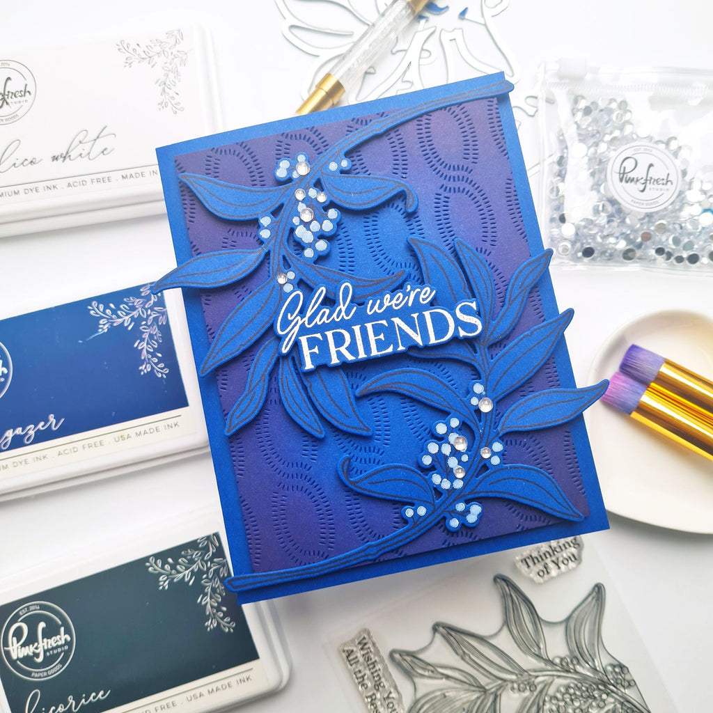Pinkfresh Studio Grateful Greenery Clear Stamps 265325 Glad We're Friends Card