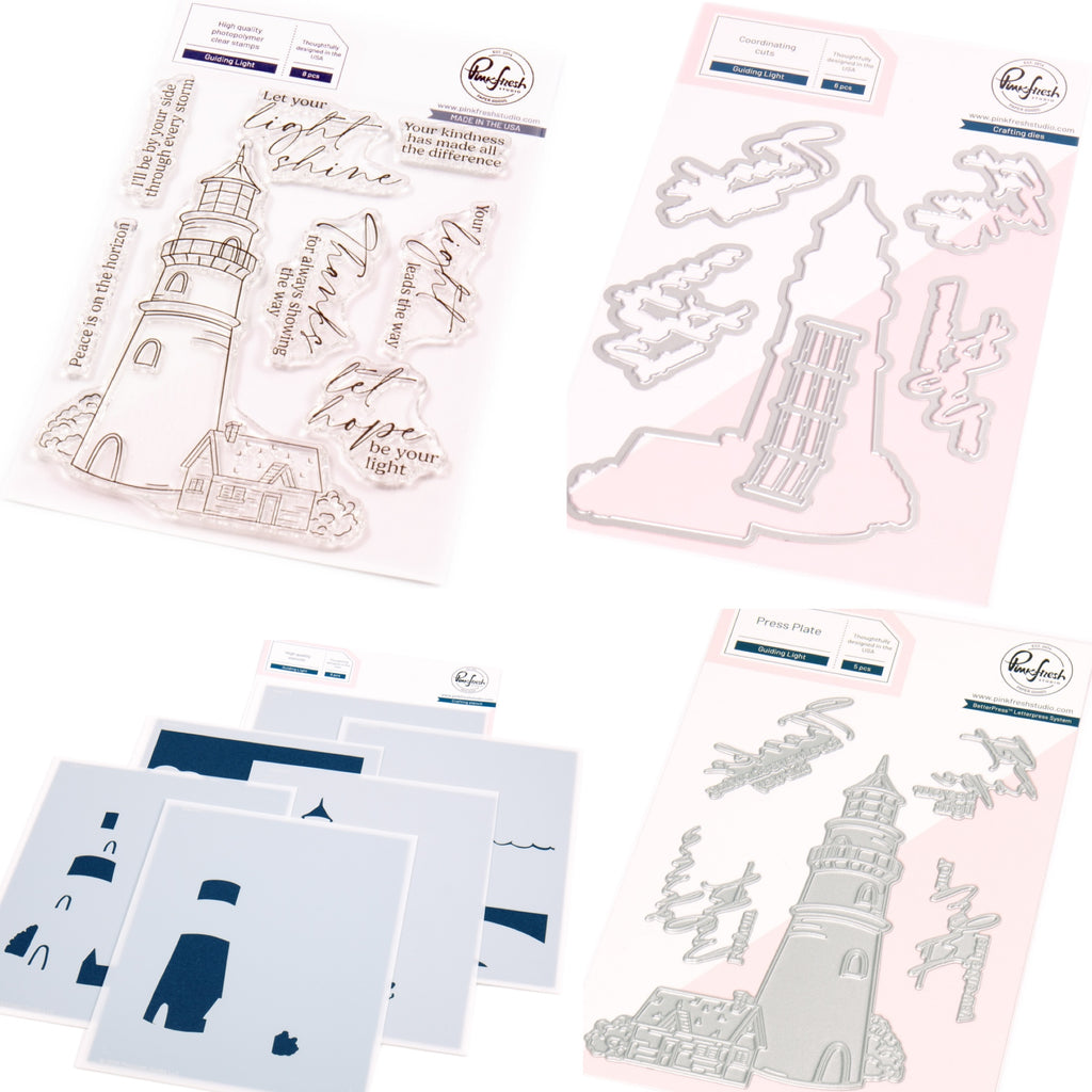 Pinkfresh Studio Guiding Light Stamps Dies Stencils And Press Plates Bundle