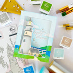 Pinkfresh Studio Guiding Light Stamps Dies Stencils And Press Plates Bundle Let Your Light Shine Card