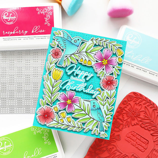 Pinkfresh Studio Happy Hummingbirds Cling Stamps 268525 Belated Birthday Card | color-code:ALT02