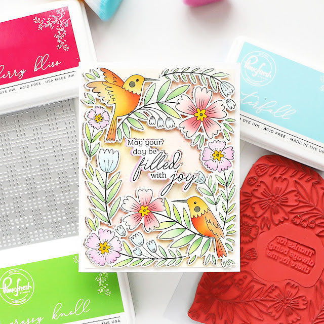 Pinkfresh Studio Happy Hummingbirds Cling Stamps 268525 Filled With Joy Card | color-code:ALT01