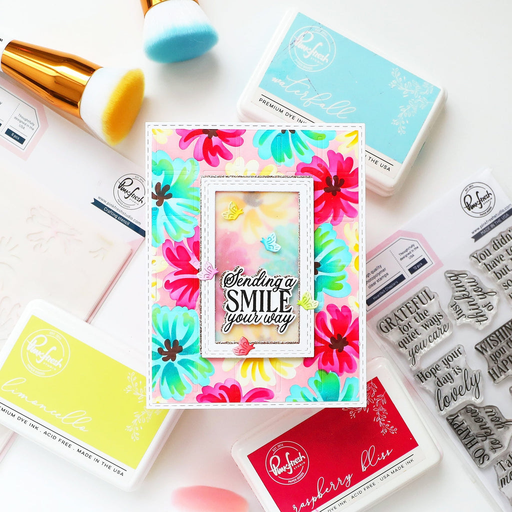 Pinkfresh Studio Heartfelt Chapters Clear Stamps 310025 Sending A Smile Your Way Card