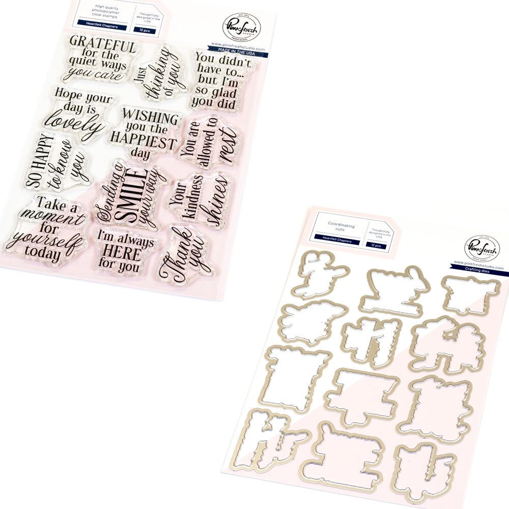 Pinkfresh Studio Heartfelt Chapters Clear Stamps And Dies Bundle