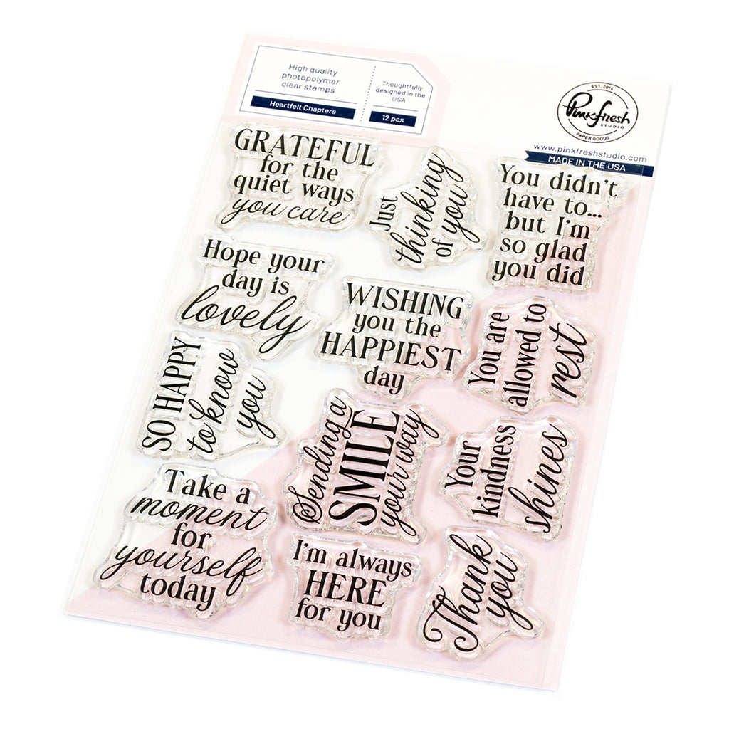 Pinkfresh Studio Heartfelt Chapters Clear Stamps And Dies Bundle 310025 High quality photopolymer clear stamps