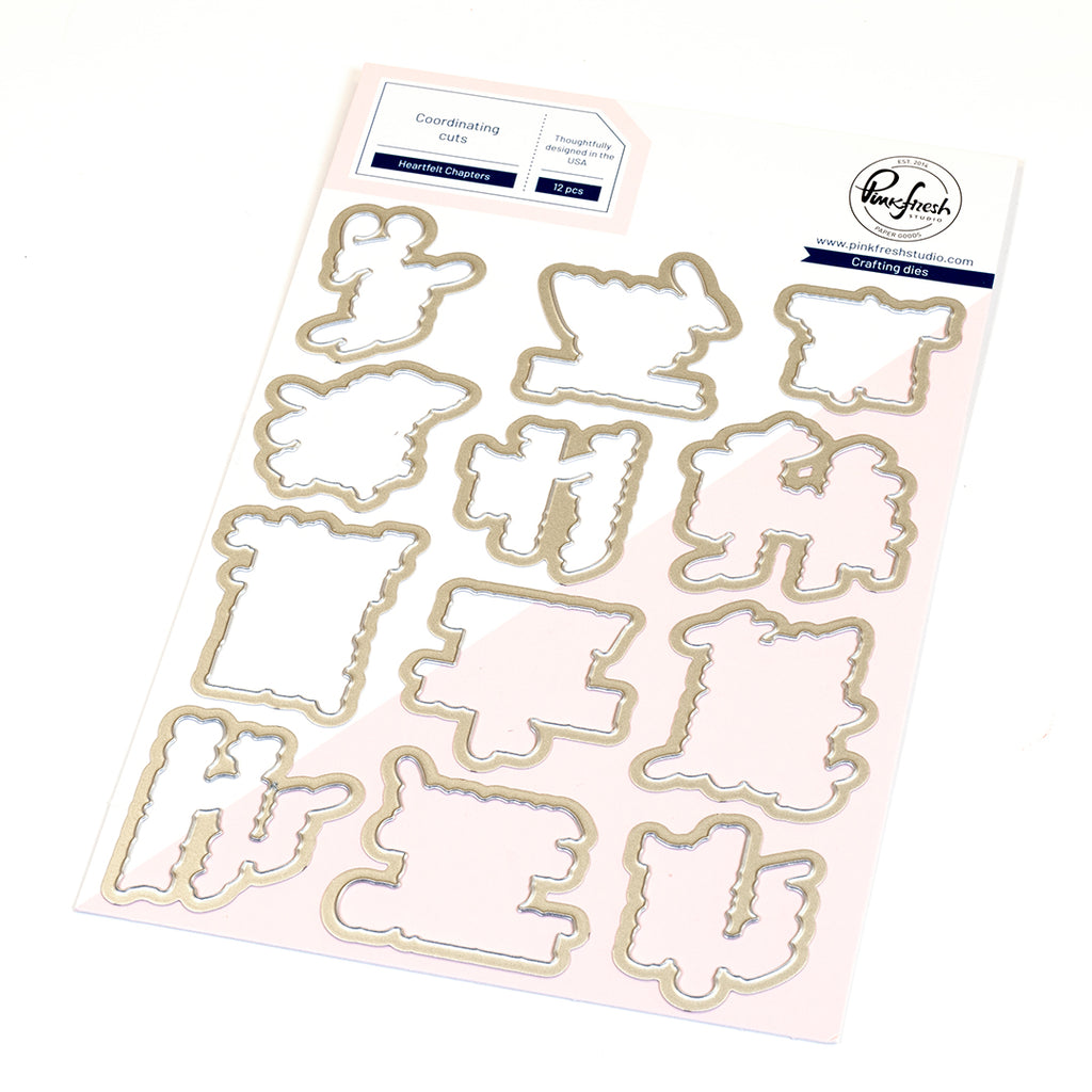 Pinkfresh Studio Heartfelt Chapters Clear Stamps And Dies Bundle 310125 Coordinating cuts