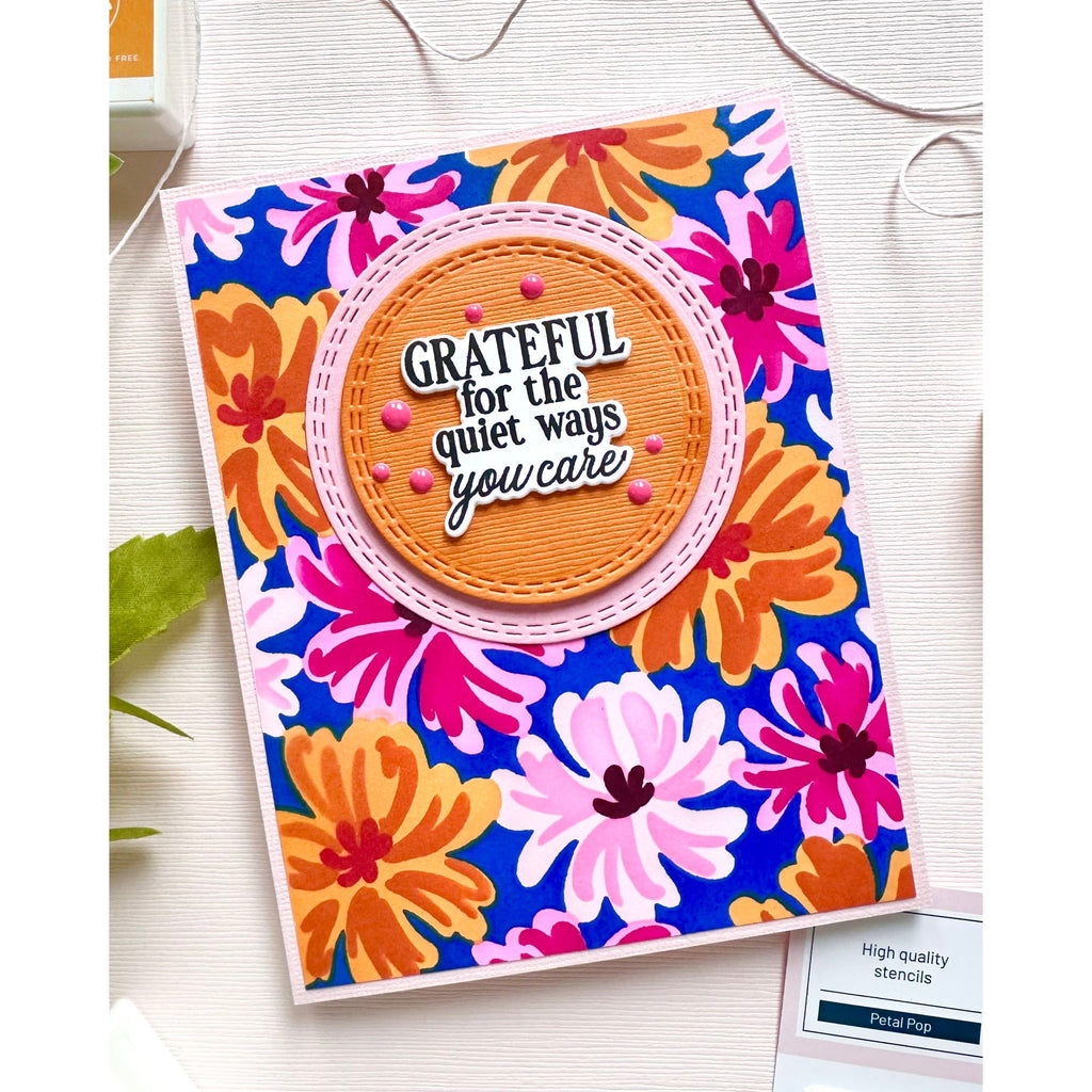Pinkfresh Studio Heartfelt Chapters Dies 310125 Grateful For The Quiet Ways You Care Card