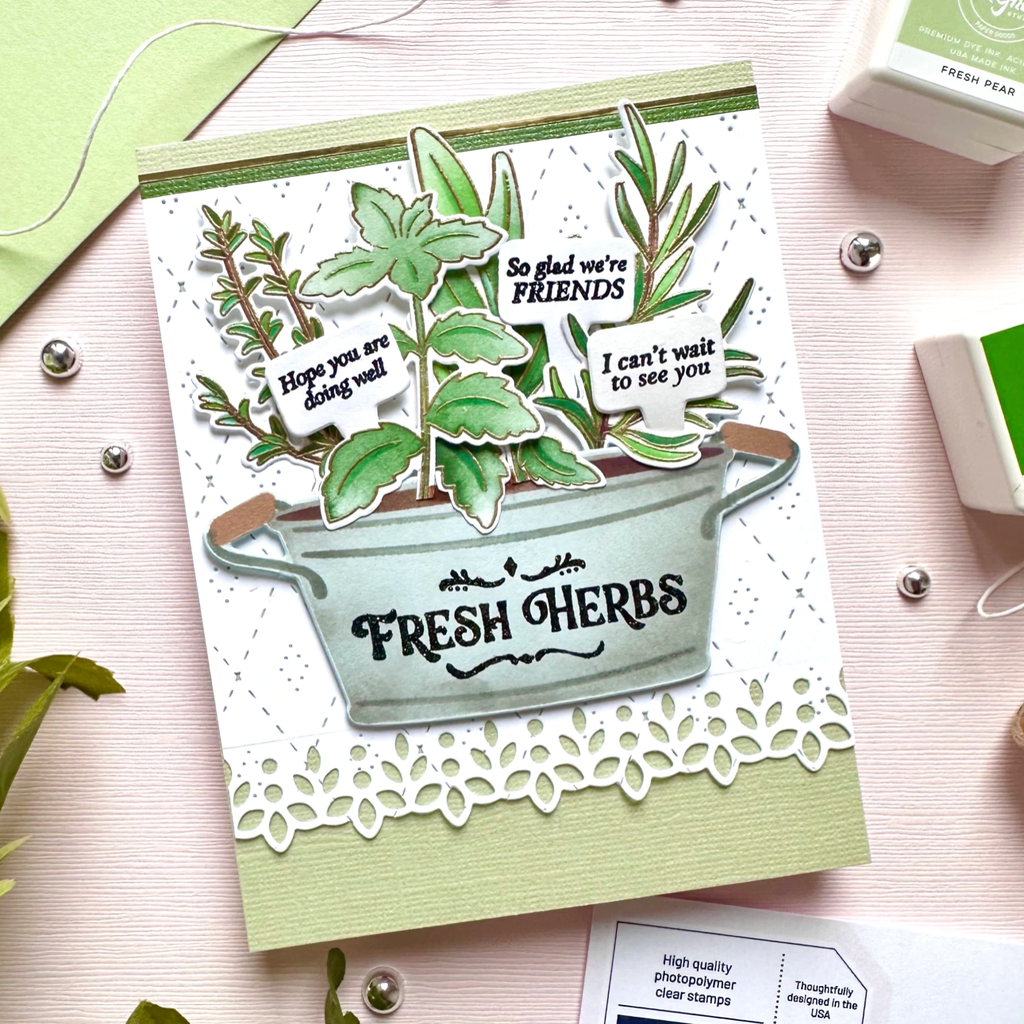 Pinkfresh Studio Herb Garden Die 263824 Friendship Card | color-code:ALT03