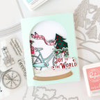 Pinkfresh Studio Holiday Bicycle Dies 254024 Joy To The World Christmas Card
