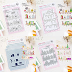 Pinkfresh Studio Holiday Treasures Clear Stamps Dies Stencils And Press Plates Bundle