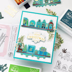 Pinkfresh Studio Holiday Treasures Clear Stamps Dies Stencils And Press Plates Bundle Joys Of Christmas Season Card