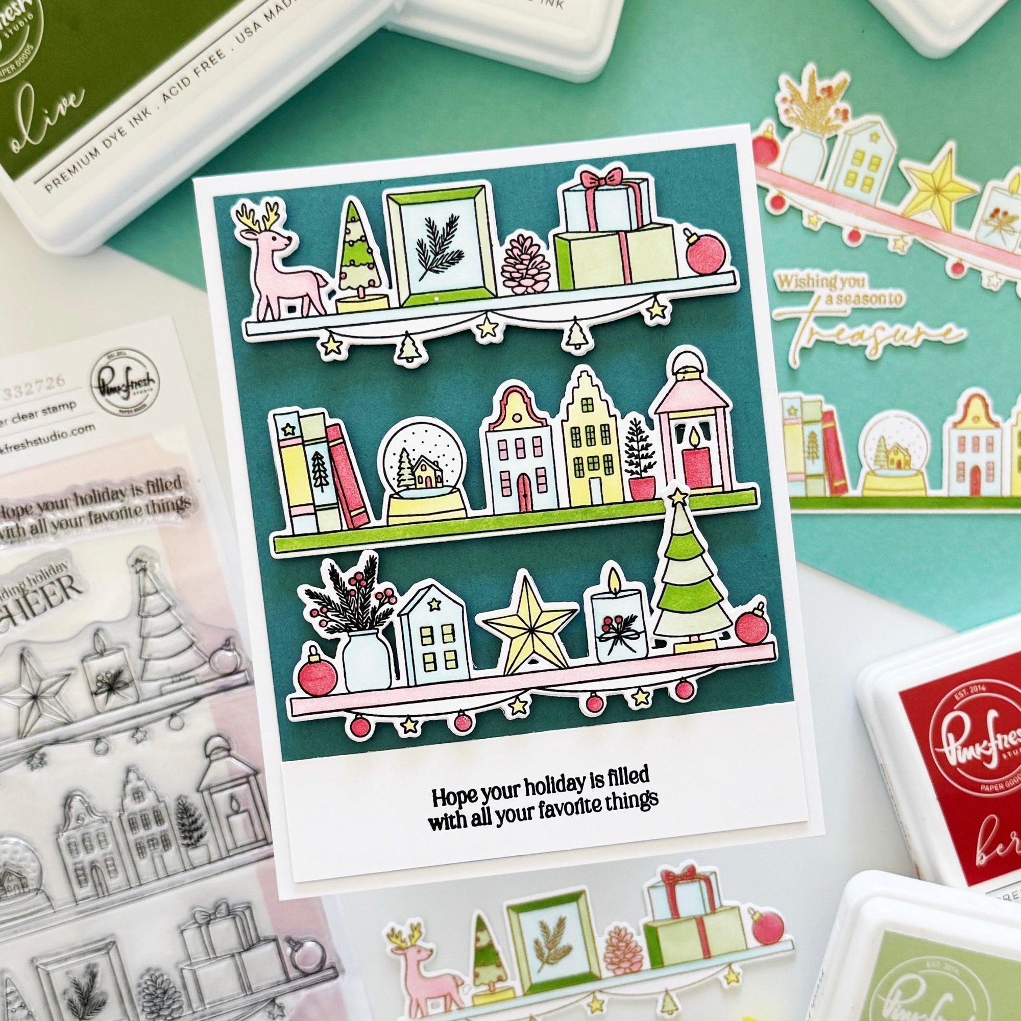 Pinkfresh Studio Holiday Treasures Dies 332826 Hope Your Christmas Is Filled With All Your Favorite Things Card