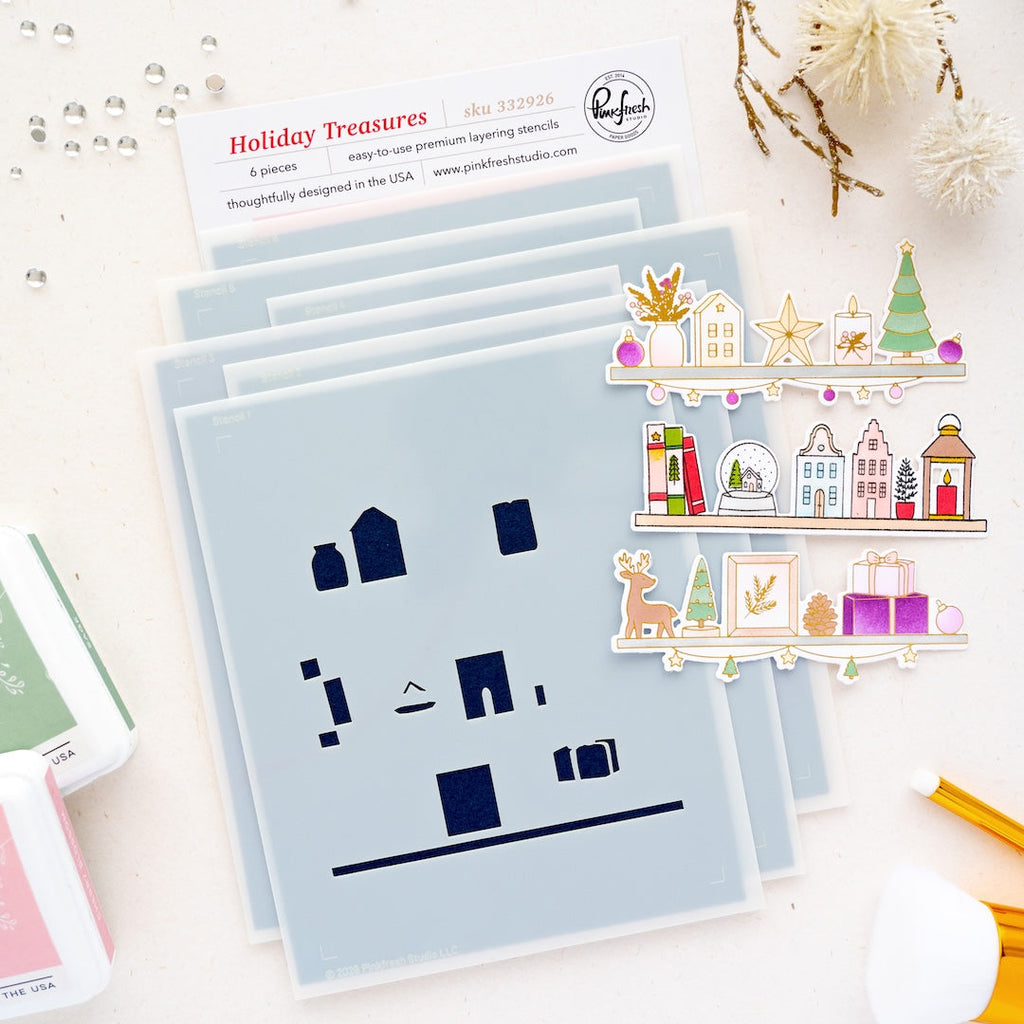 Pinkfresh Studio Holiday Treasures Stencils 332926