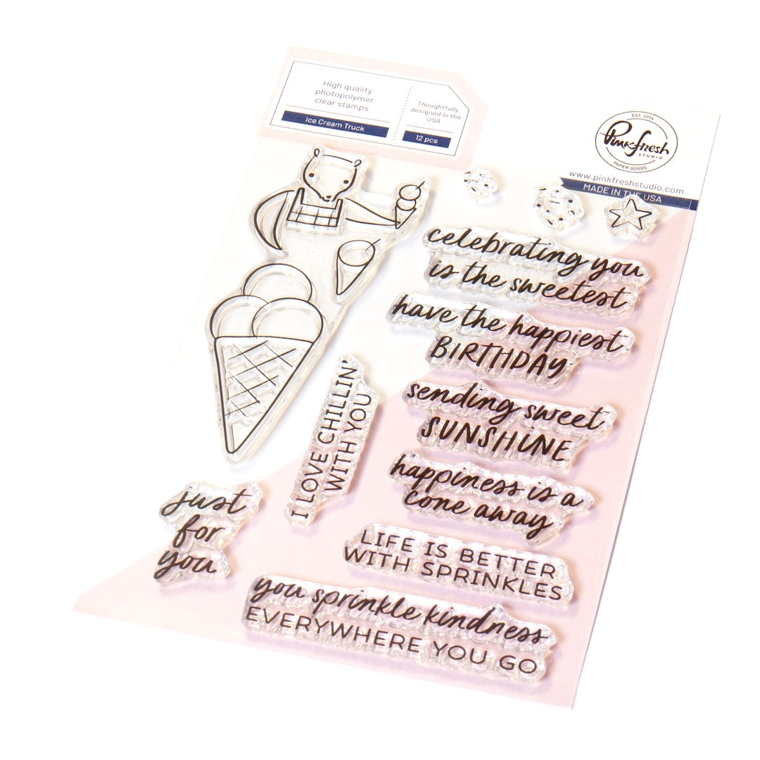 Pinkfresh Studio Ice Cream Truck Stamps Dies And Stencils Bundle 278525