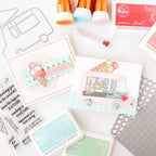 Pinkfresh Studio Ice Cream Truck Stamps Dies And Stencils Bundle Summer Cards