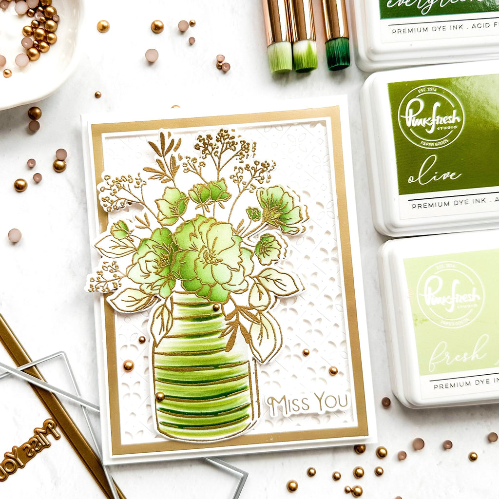 Pinkfresh Studio Inky Bouquet Die Set 191623 Karin Card