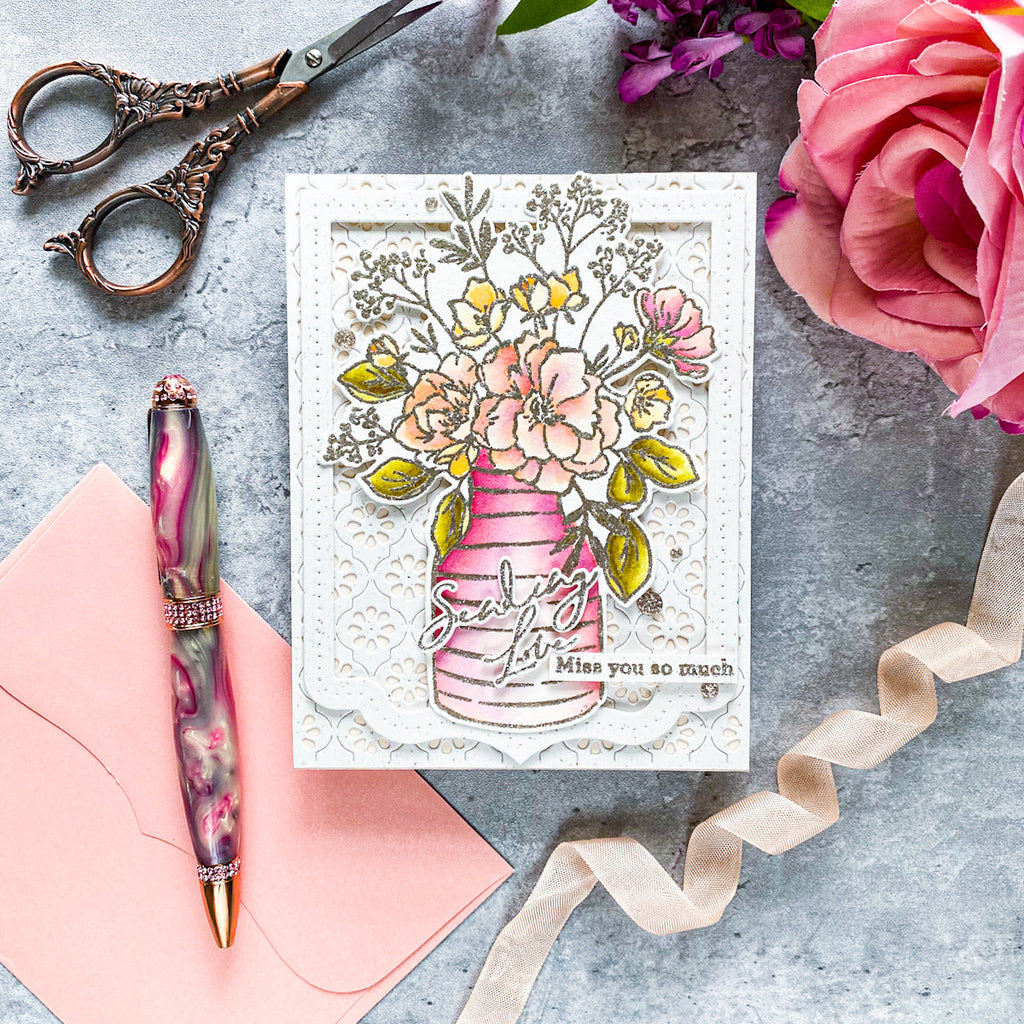 Pinkfresh Studio Inky Bouquet Die Set 191623 Sending Love Card