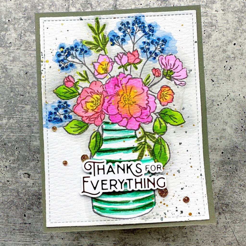 Pinkfresh Studio Inky Bouquet Die Set 191623 Thanks for Everything Card