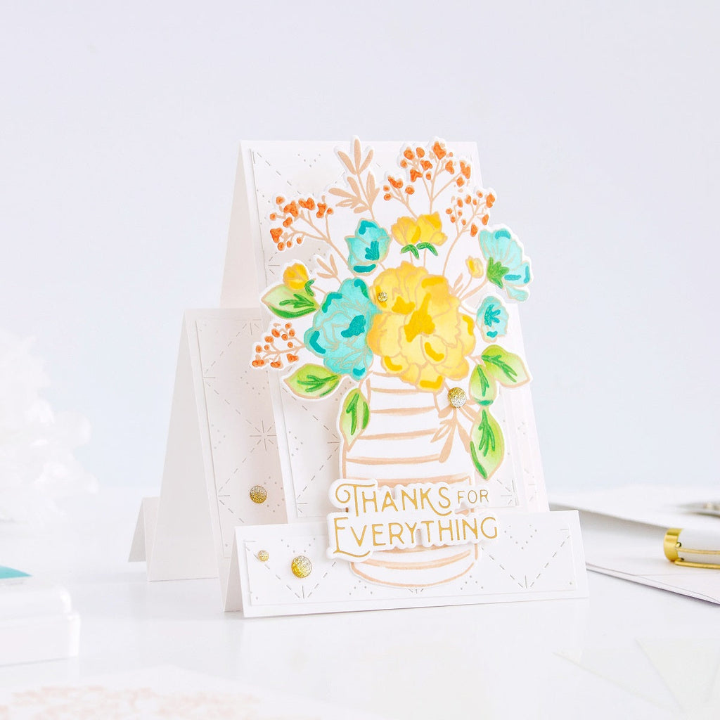 Pinkfresh Studio Inky Bouquet Stencil Set 191723 Yasmin Diaz Thanks Card